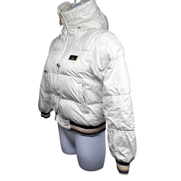 Baby Phat White Down Puffer Zip Hood Vintage Y2K Jacket Coat Medium Streetwear - Picture 4 of 16